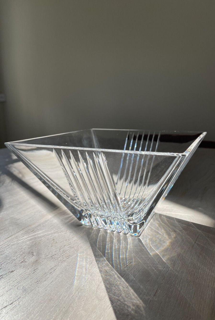 Tiffany & Co. "Metropolis" Vintage Art Deco Crystal Cut Square Bowl 8" VINTAGE